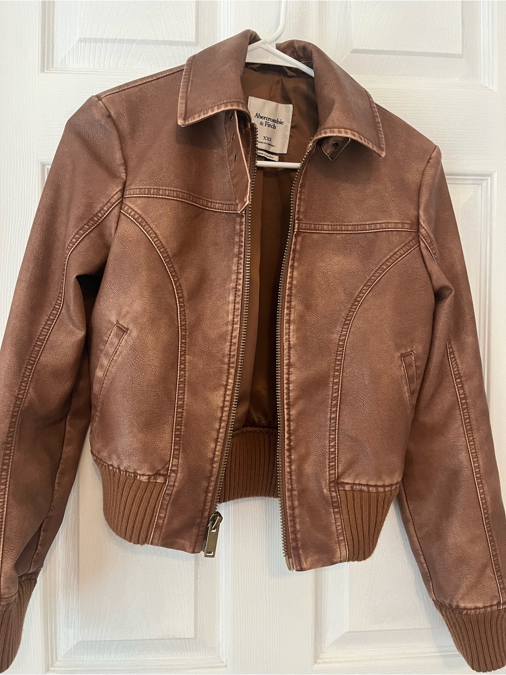 Abercrombie & Fitch Brown Faux Leather Bomber Jacket